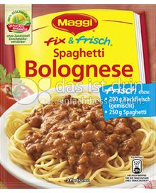 Maggi Fix Frisch Spaghetti Bolognese 295 0 Kalorien Kcal Und Inhaltsstoffe Das Ist Drin