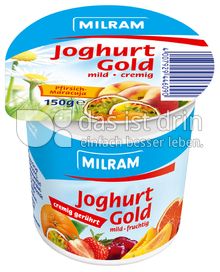 Produktabbildung: MILRAM Joghurt Gold unterlegt Pfirsich-Maracuja 150 g