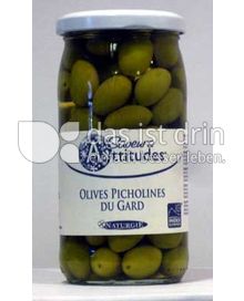 Produktabbildung: Saveurs Attitudes Französische Picholines Oliven grün aus der Region Gard, Olives Picholines du Gard, ohne Zuckerzusatz 370 ml